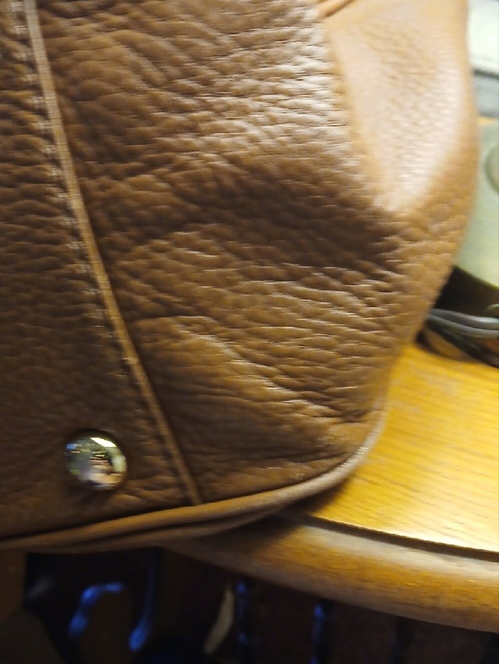 Michael Kors Cognac Leather Tote with Gold MK Charm - Picture 5 of 7
